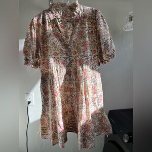 Ruffled Flower Mini Dress with waist -tie
Size Medium